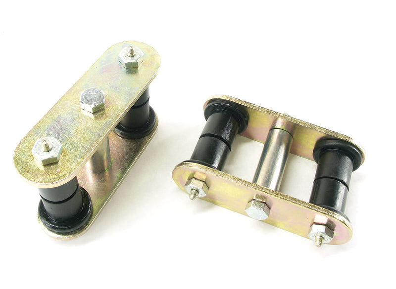TeraFlex HD front shackles, pair, with bushings and hardware on a white background