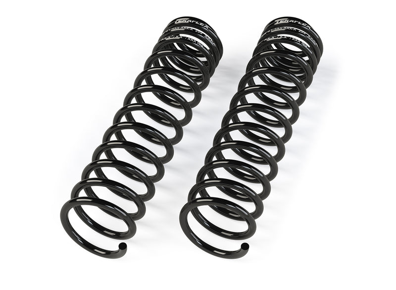 TeraFlex Lift Coil Springs, shown on a studio background: pair of black TeraFlex front coil springs on white