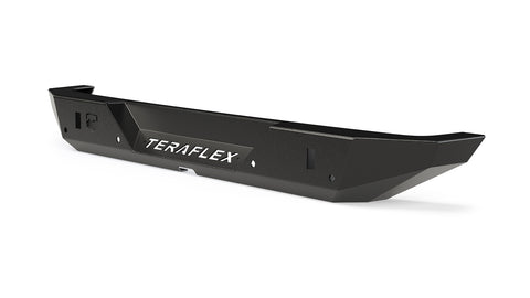 TeraFlex Rear Bumper, shown on a studio background: black TeraFlex steel rear bumper with cut-out lettering on white