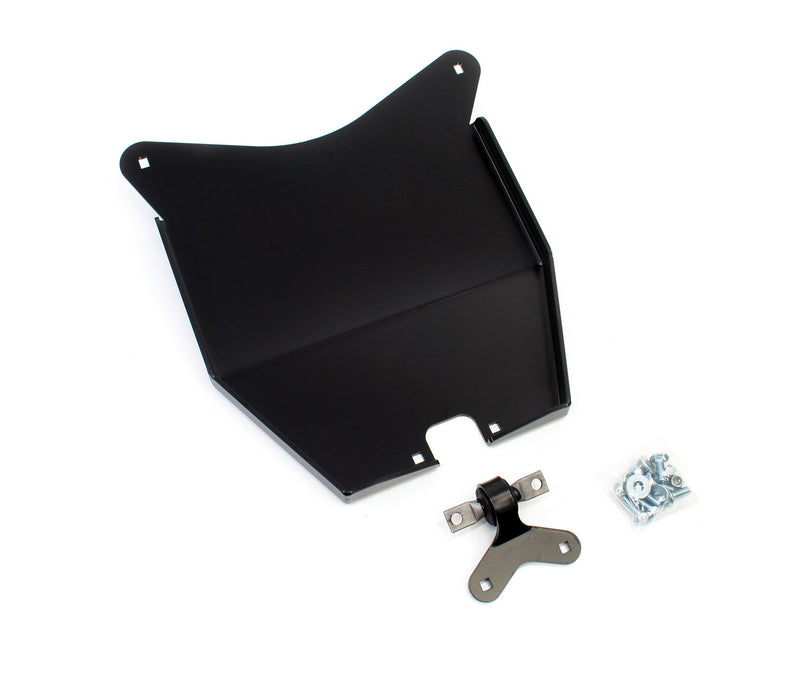 TeraFlex HD transmission pan skid plate with mount bracket and hardware on a white background
