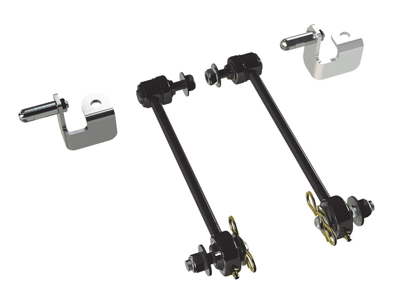 TeraFlex front sway bar quick disconnect kit with two links and upper stud frame brackets on a white background