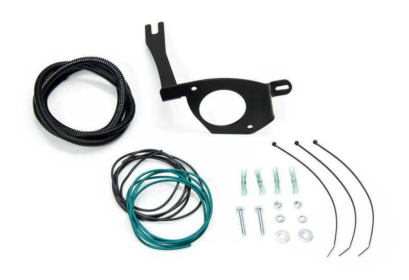 TeraFlex vacuum pump relocation bracket kit with bracket, vacuum lines, zip ties and hardware on a white background