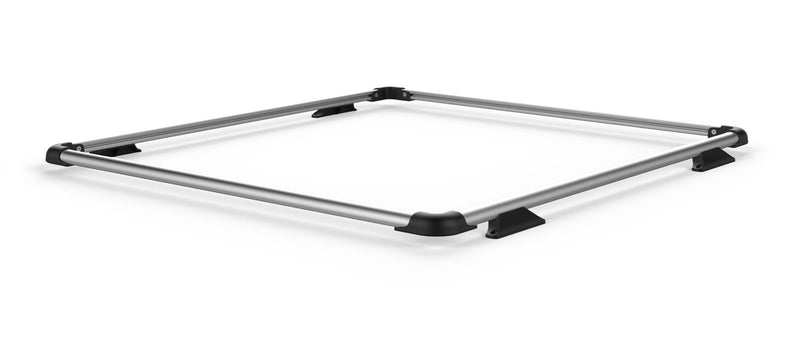 Silver TeraFlex Nebo roof rack raised rail frame on a white background