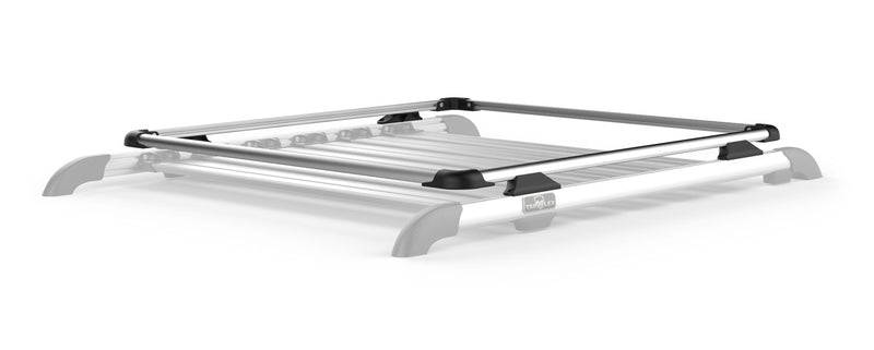 Silver TeraFlex Nebo raised rail frame shown on faded main rails on a white background