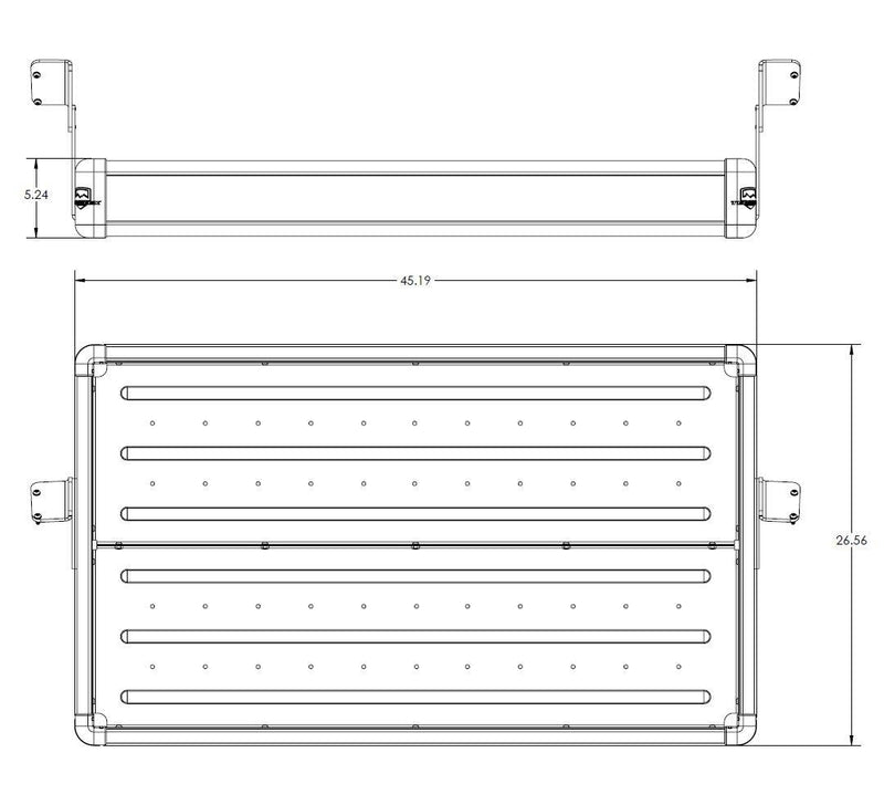 TeraFlex Wasatch rear cargo rack dimension drawing