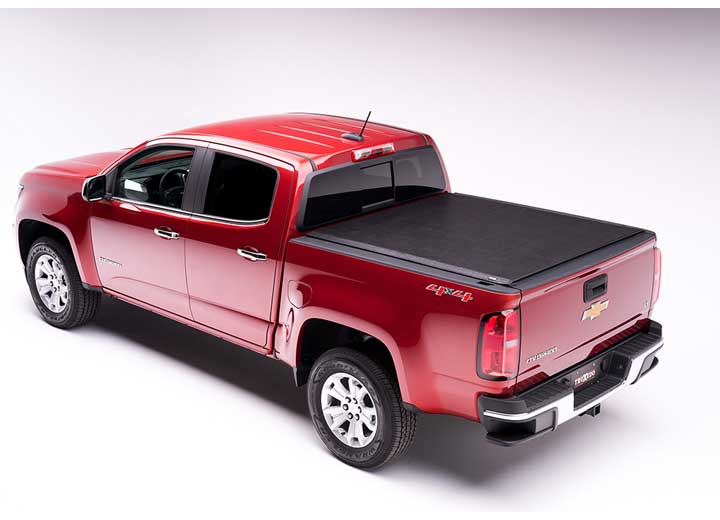 TruXedo Deuce soft folding tonneau cover closed over the bed of a pickup truck, widest view