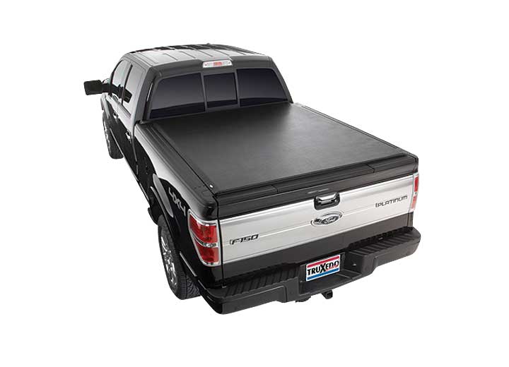 TruXedo Lo Pro soft roll-up tonneau cover closed on a 2009-2014 Ford F-150, high rear three-quarter view