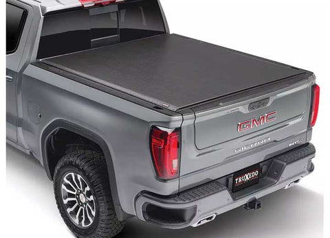 TruXedo Lo Pro soft roll-up tonneau cover closed on a 2019-2024 GMC Sierra 1500, widest view