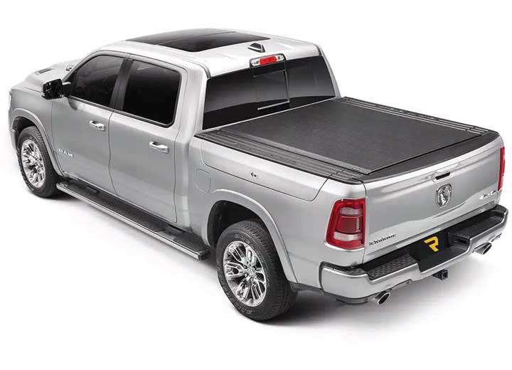 TruXedo Lo Pro soft roll-up tonneau cover closed on a 2019-2024 Ram 1500, widest view