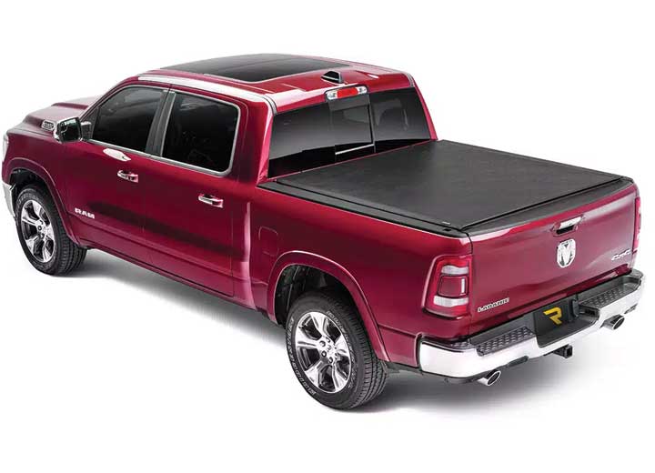 TruXedo Lo Pro soft roll-up tonneau cover closed on a 2019-2024 Ram 1500, rear three-quarter view