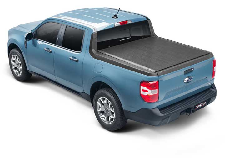 TruXedo Lo Pro soft roll-up tonneau cover closed on a 2022-2024 Ford Maverick, widest view