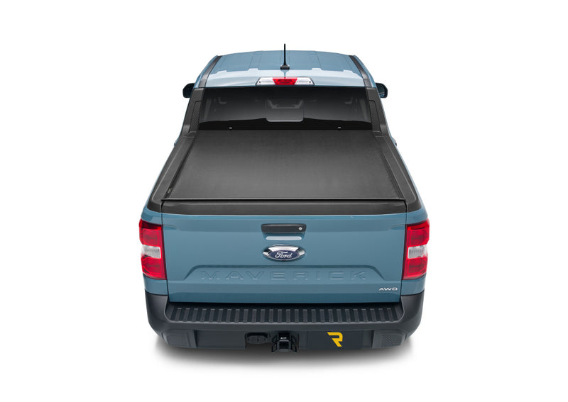 TruXedo Lo Pro soft roll-up tonneau cover closed on a 2022-2024 Ford Maverick, straight rear view