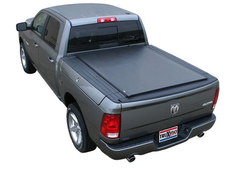 TruXedo Lo Pro soft roll-up tonneau cover closed over the bed of a pickup truck, widest view