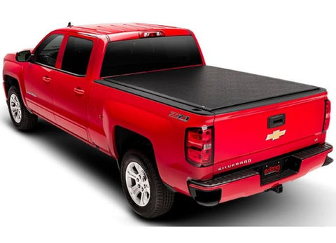 TruXedo Lo Pro soft roll-up tonneau cover closed over the bed of a pickup truck, widest view