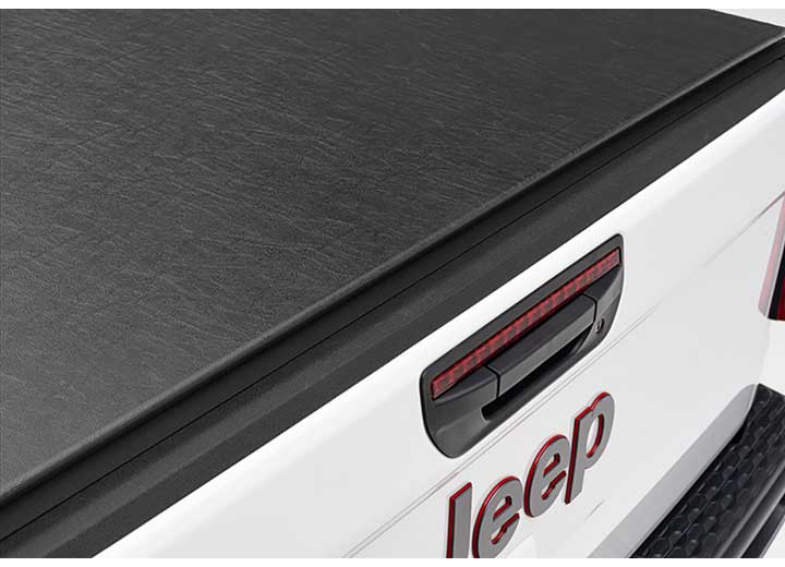 Close-up of the grain of the cover surface on a TruXedo Lo Pro soft roll-up tonneau cover
