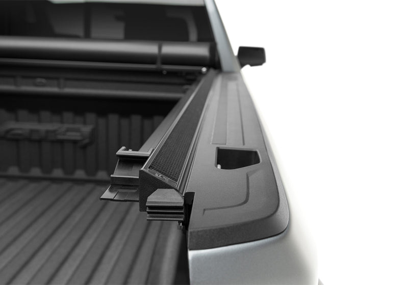 Close-up of the side rail on a TruXedo Lo Pro soft roll-up tonneau cover