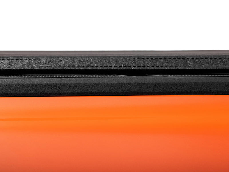 Close-up of the side rail on a TruXedo Lo Pro soft roll-up tonneau cover