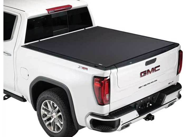 TruXedo Pro X15 soft roll-up tonneau cover closed on a 2019-2024 GMC Sierra 1500, widest view