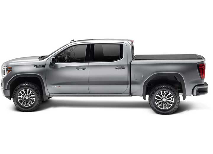 TruXedo Pro X15 soft roll-up tonneau cover closed on a 2019-2024 GMC Sierra 1500, side profile