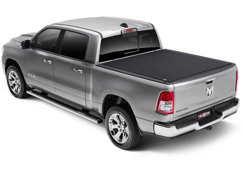 TruXedo Pro X15 soft roll-up tonneau cover closed on a 2019-2024 Ram 1500, widest view