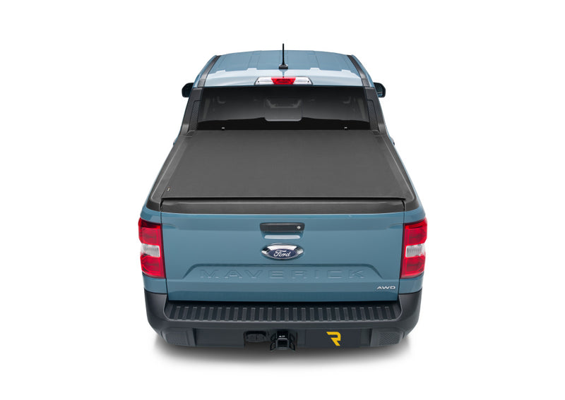 TruXedo Pro X15 soft roll-up tonneau cover closed on a 2022-2024 Ford Maverick, straight rear view