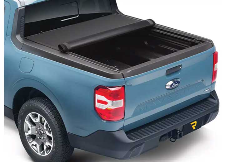 TruXedo Pro X15 soft roll-up tonneau cover rolled partway open on a 2022-2026 Ford Maverick