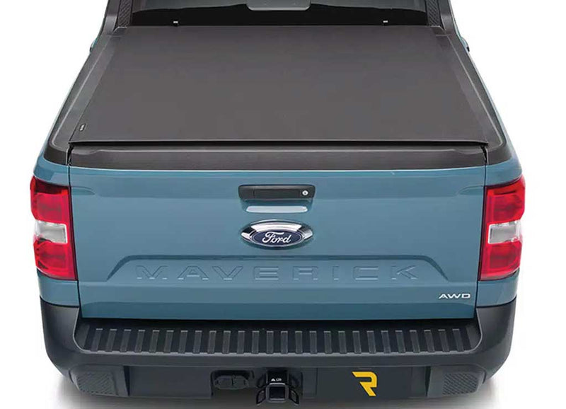 TruXedo Pro X15 soft roll-up tonneau cover closed over the bed of a pickup truck, widest view