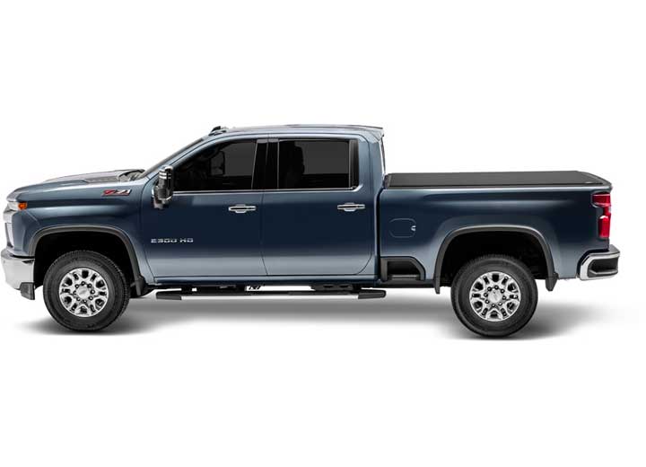 TruXedo Pro X15 soft roll-up tonneau cover closed over the bed of a pickup truck, side profile