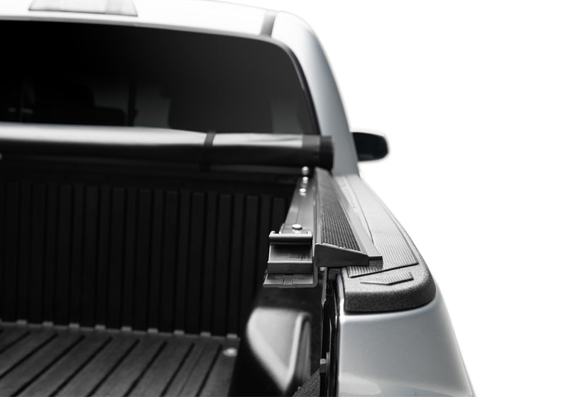 Close-up of the side rail on a TruXedo Pro X15 soft roll-up tonneau cover