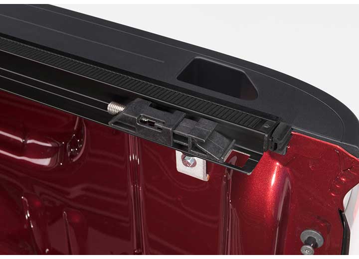 Close-up of the tensioning mechanism inside the cover on a TruXedo Pro X15 soft roll-up tonneau cover
