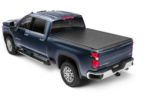 TruXedo Sentry hard roll-up tonneau cover closed over the bed of a pickup truck, widest view