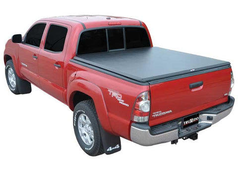 TruXedo TruXport soft roll-up tonneau cover closed on a 2005-2015 Toyota Tacoma, widest view