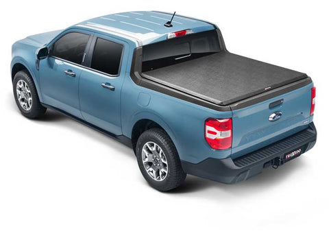 TruXedo TruXport soft roll-up tonneau cover closed on a 2022-2024 Ford Maverick, widest view