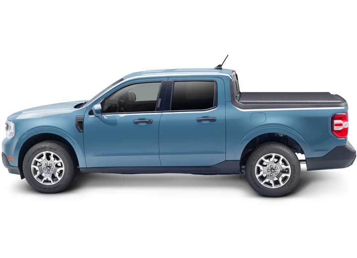 TruXedo TruXport soft roll-up tonneau cover closed on a 2022-2024 Ford Maverick, side profile