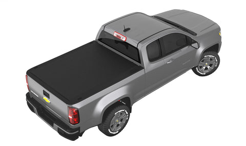 TruXedo TruXport soft roll-up tonneau cover closed over the bed of a pickup truck, widest view