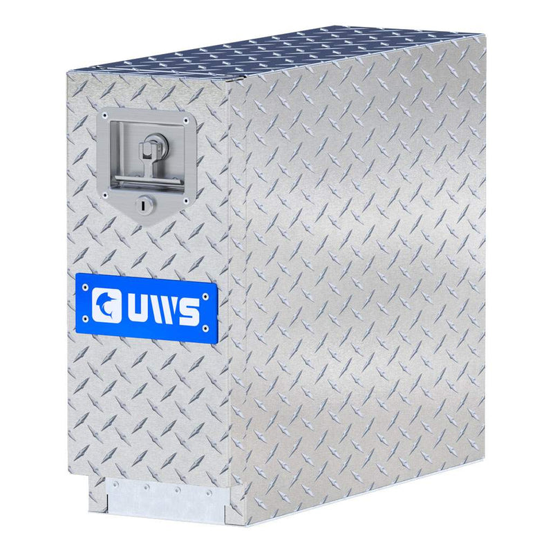 UWS 22" Drawer Truck Tool Box, Bright Aluminum, three-quarter view from the opposite side
