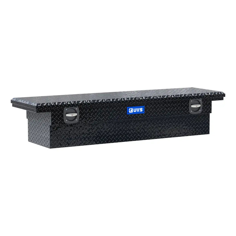 UWS 72" Secure Lock Crossover Truck Tool Box, Low Profile, Gloss Black, front three-quarter studio view