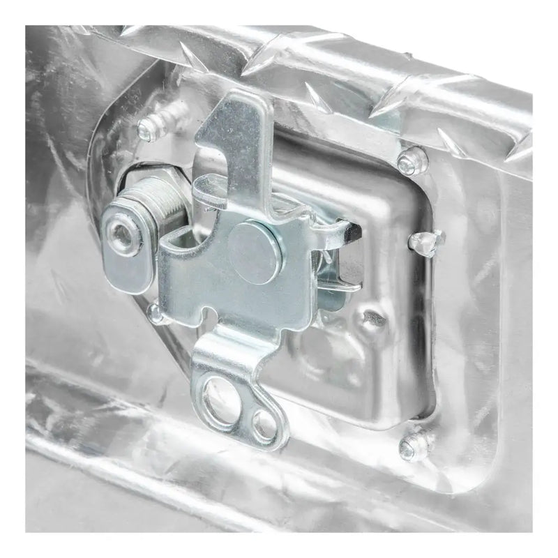 Interior view of the latch and striker mechanism