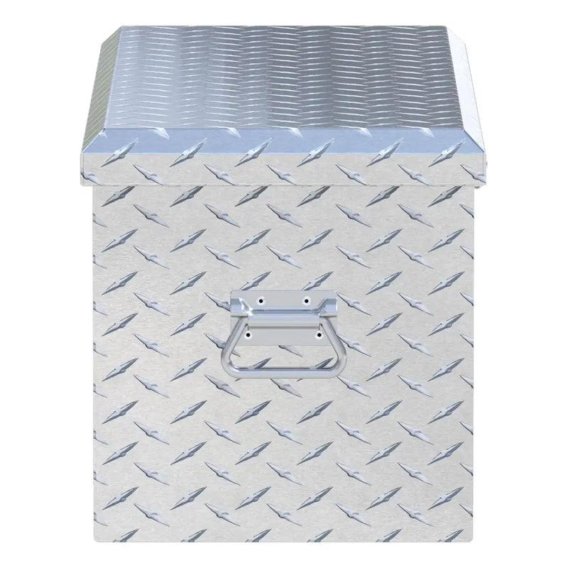 UWS 32" ATV Tool Box end view showing the lid overhang and the depth of the tub