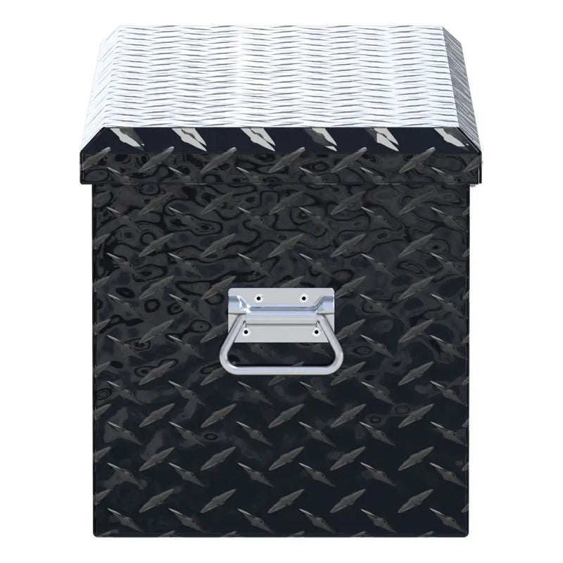 UWS 32" ATV Tool Box end view showing the lid overhang and the depth of the tub