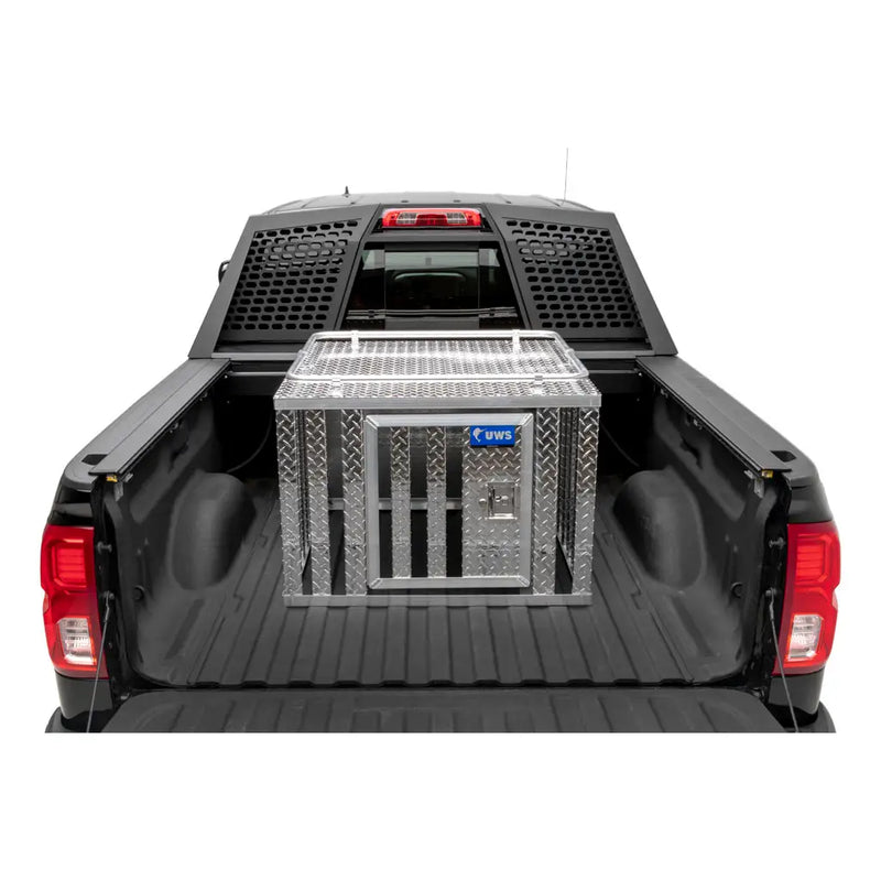 UWS 36" x 36" Single-Door Dog Box installed in a pickup bed (view 2)