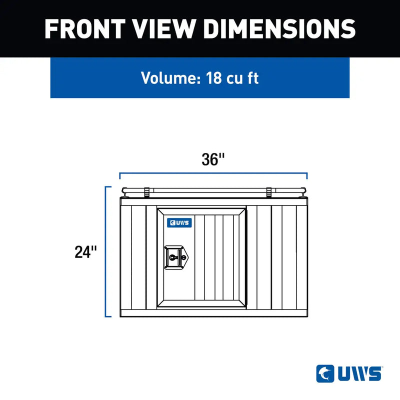 UWS front view dimension drawing for the DB-3636