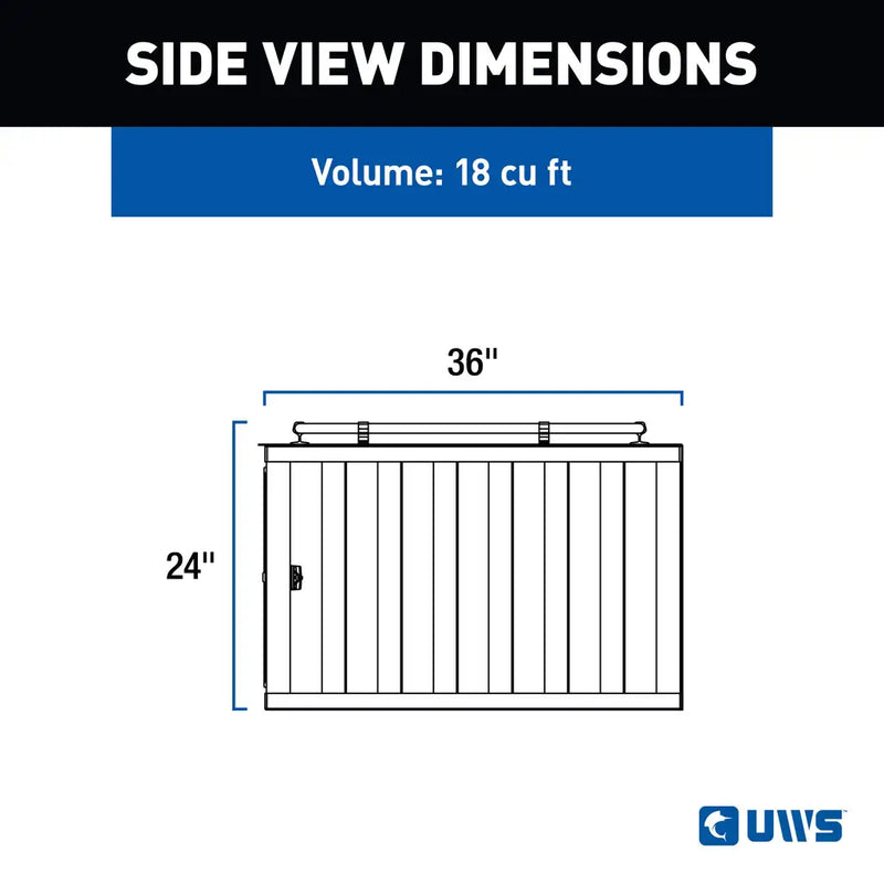 UWS side view dimension drawing for the DB-3636