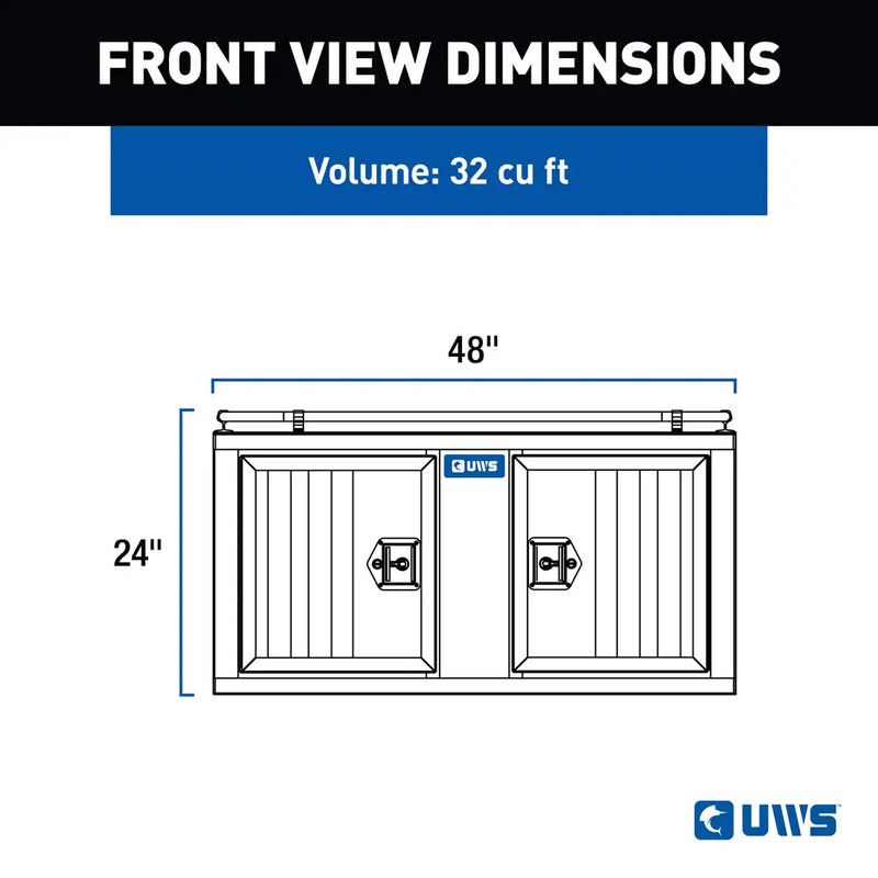 UWS front view dimension drawing for the DB-4848