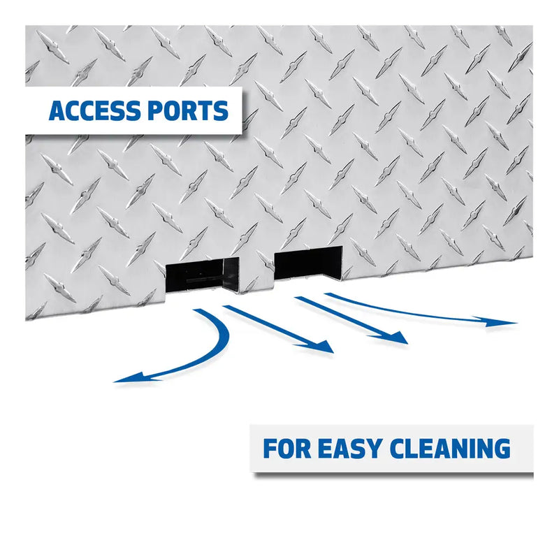 Graphic showing the floor access ports for cleaning