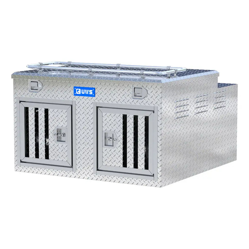 UWS 48" x 48.25" Enclosed Double-Door Dog Box front three-quarter view from the opposite side