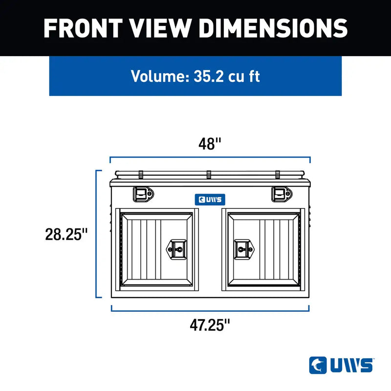 UWS front view dimension drawing for the DB-4848N