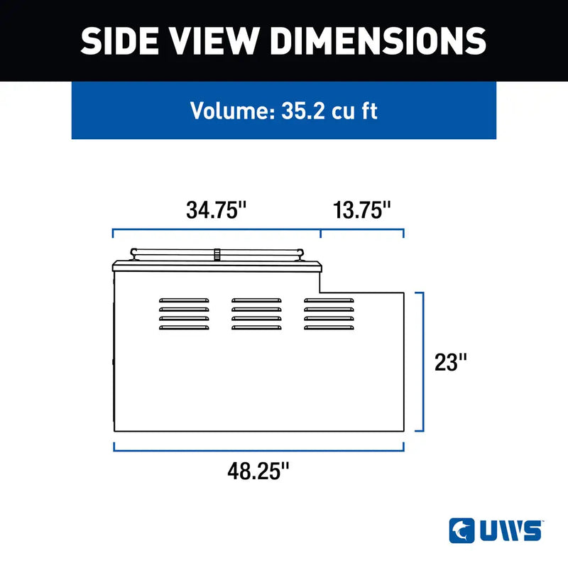 UWS side view dimension drawing for the DB-4848N