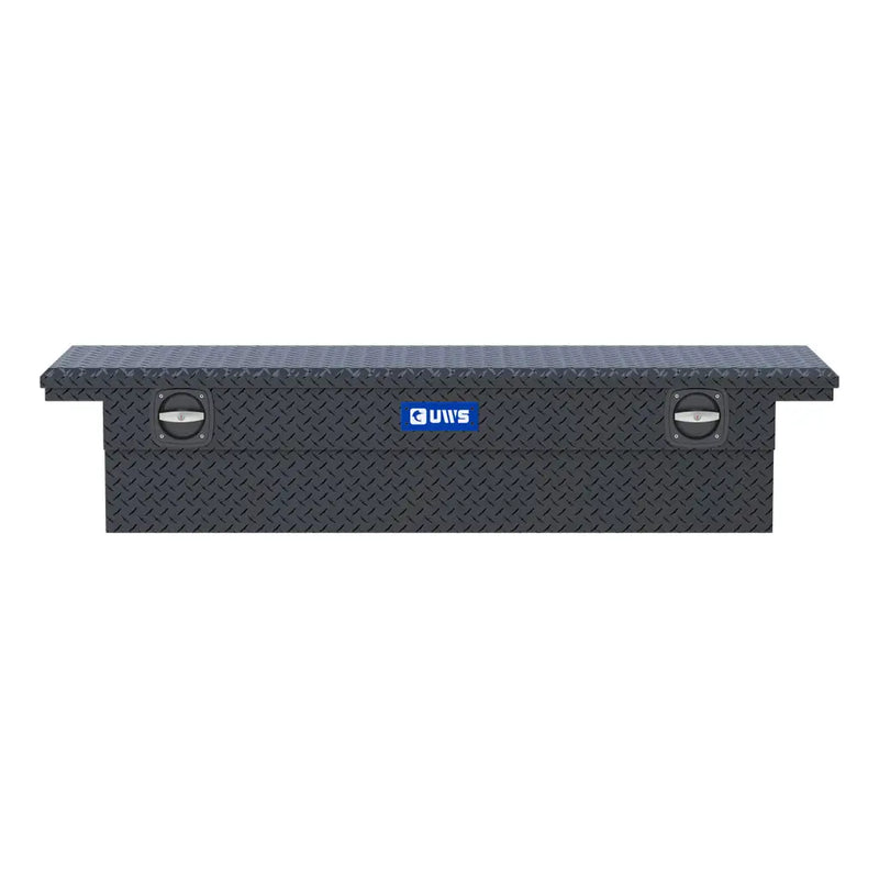 UWS EC10013 69" truck tool box in matte black powder coat, straight-on front elevation