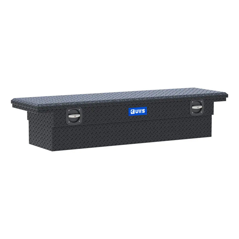 UWS EC10013 69" truck tool box in matte black powder coat, front three-quarter studio view